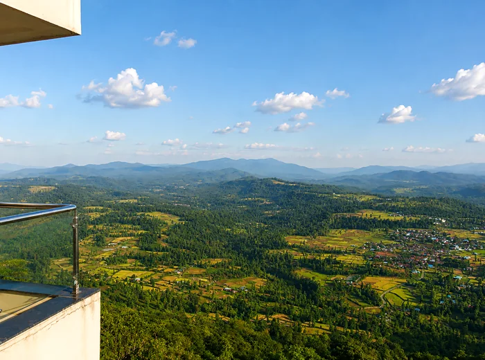 Panoramic green valley and hill views around Saputara